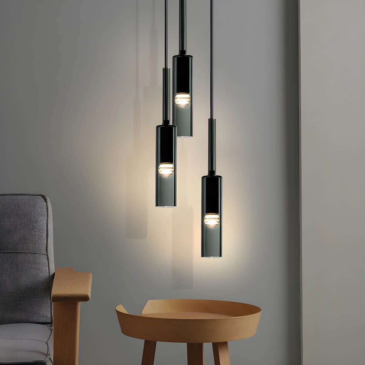 Slender Architectural Hanging Lamp with Iron Base - Minimalist Design
