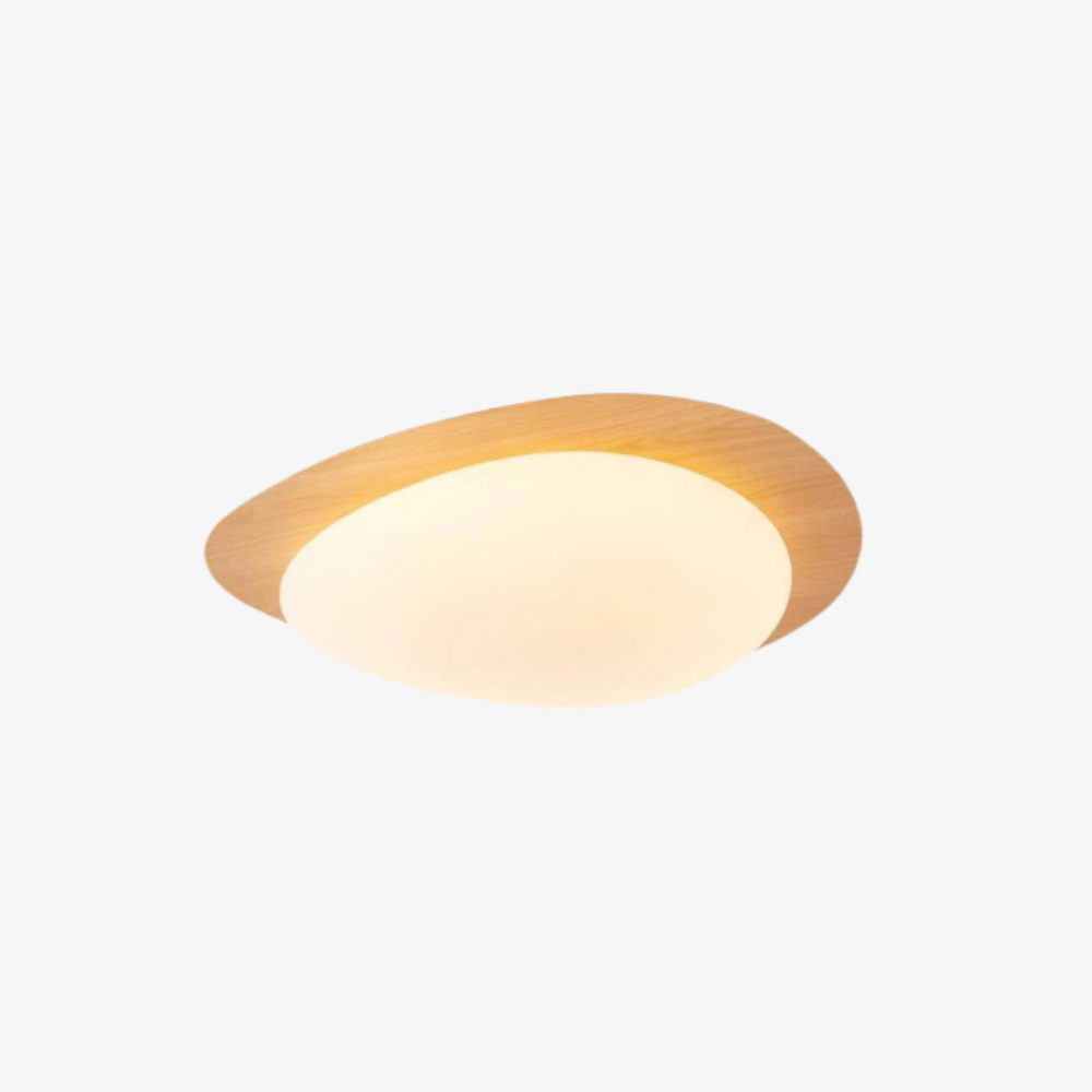 Flush Mount Ceiling Light with Wood Tone - Modern Scandinavian Pebble