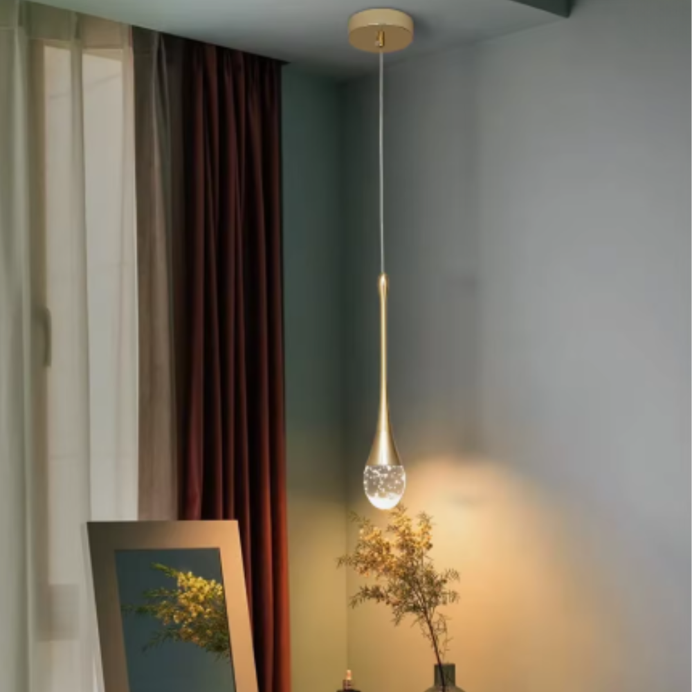 Wassertropfen-Hängeleuchte mit Blasen-Kristallglas – Moderner Stil