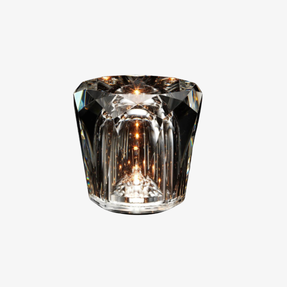Crystal Table Lamp with Faceted Glass Body - Modern Geometric