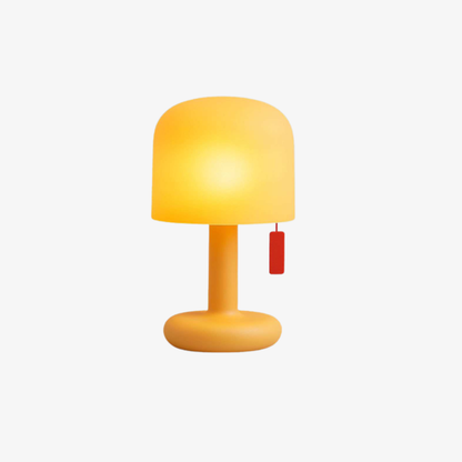 Mushroom Table Lamp with Orange Dome Shade - Modern Mid Century