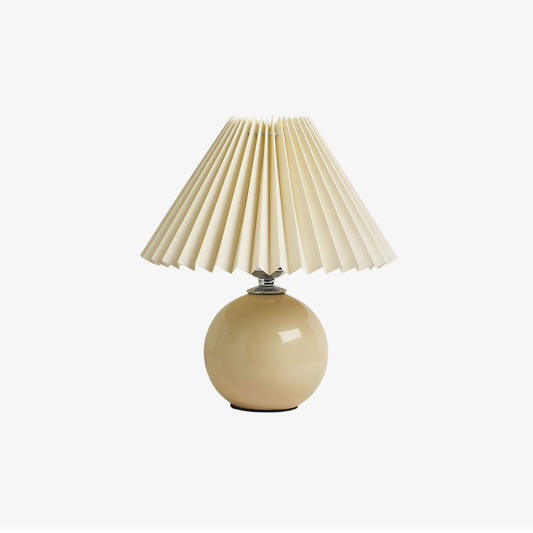 Modern Ceramic Ball Table Lamp with Pleated Mushroom Shade