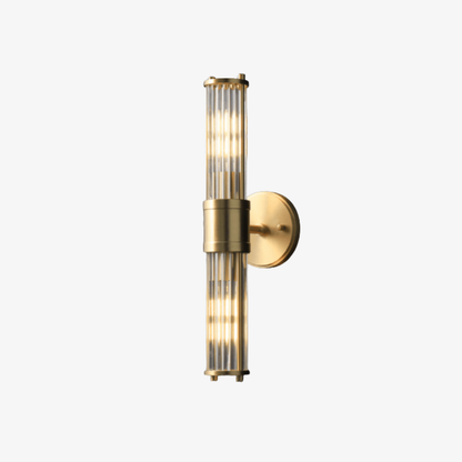 Wall Sconce with Fluted Glass Cylinders - Art Deco Mid Century Copper