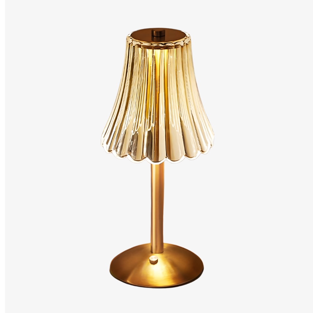 Ribbed Glass Cordless Crystal Table Lamp