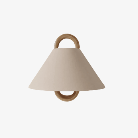 Wall Sconce with Tapered Fabric Shade - Modern Mid Century Wood
