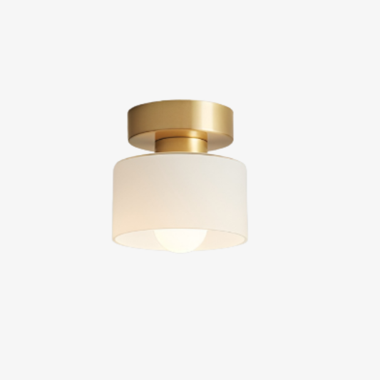 Flush Mount Ceiling Light with Glass Shade - Modern Bauhaus Metallic