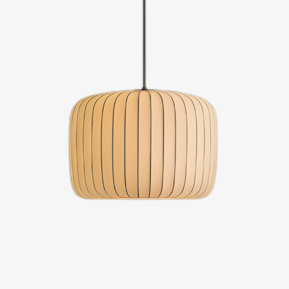 Pendelleuchte mit plissiertem Stoffschirm – Modernes Mid-Century-Hängelicht