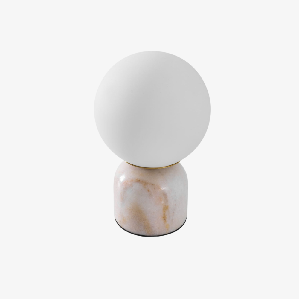 Mid-Century Modern Marble Table Lamp - Round Glass Globe Bedside Light