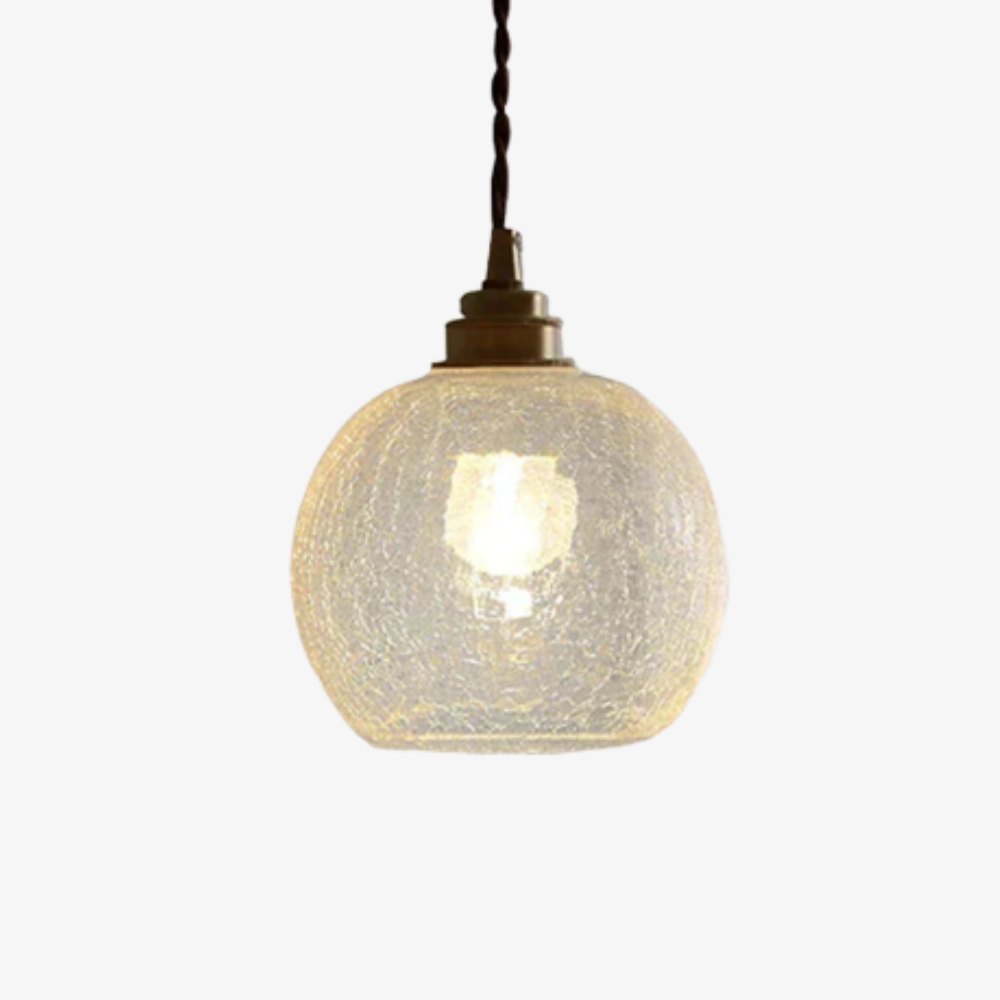 Hanging Ceiling Lamp with Rippled Crystal Glass - Retro Industrial