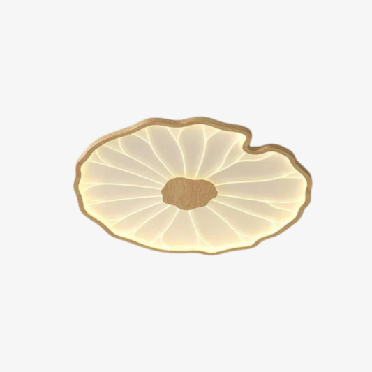 Flush Mount Ceiling Light with Wood Tone - Minimalist Japandi Botanical