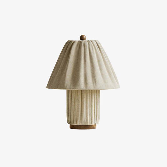Retro Pleated Linen Table Lamp - Mid-Century Modern Boho Bedside Light