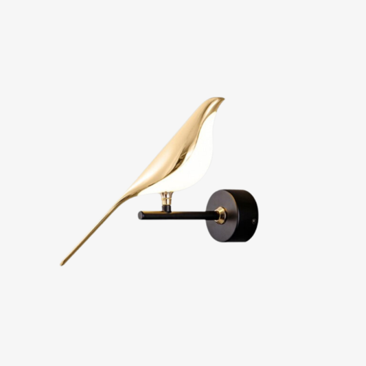 Bird Shape LED Wall Lamp - Nature Inspired Gold and Black Sconce