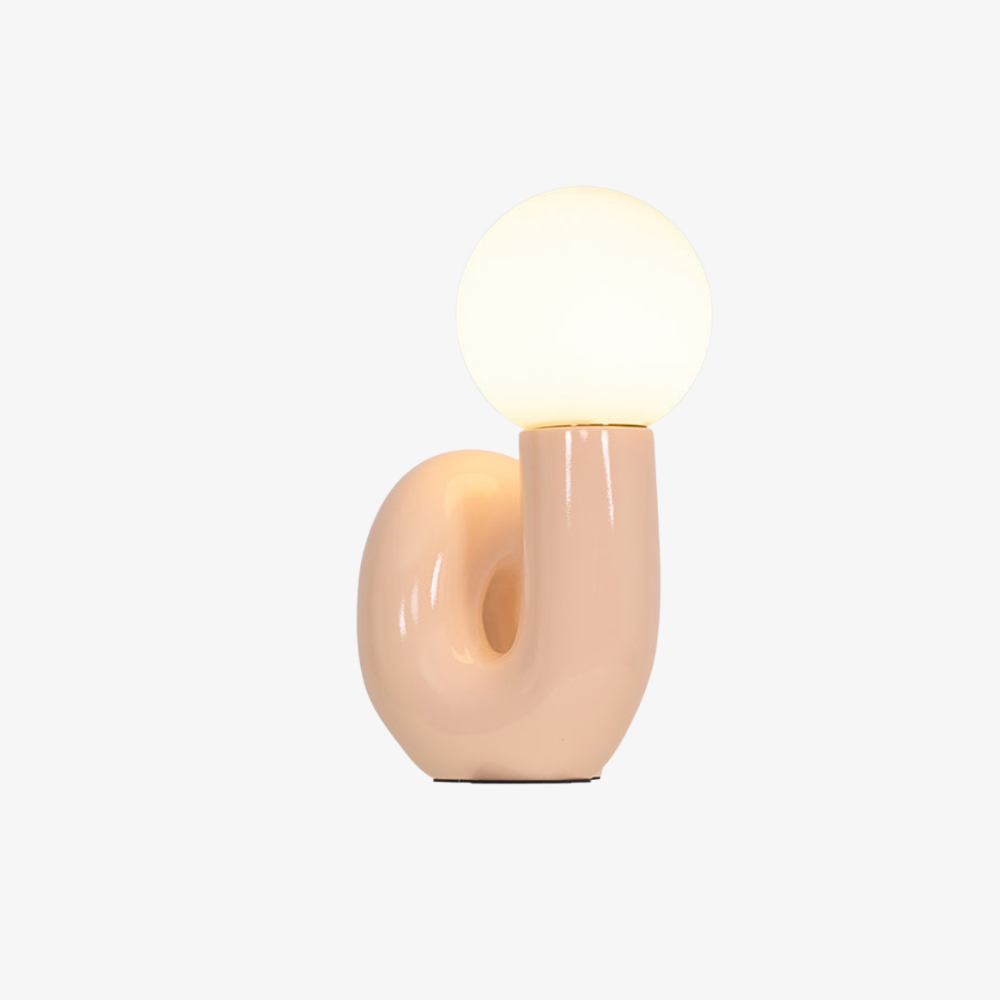 Curved Resin Accent Lamp with White Globe - Playful Contemporary Decor