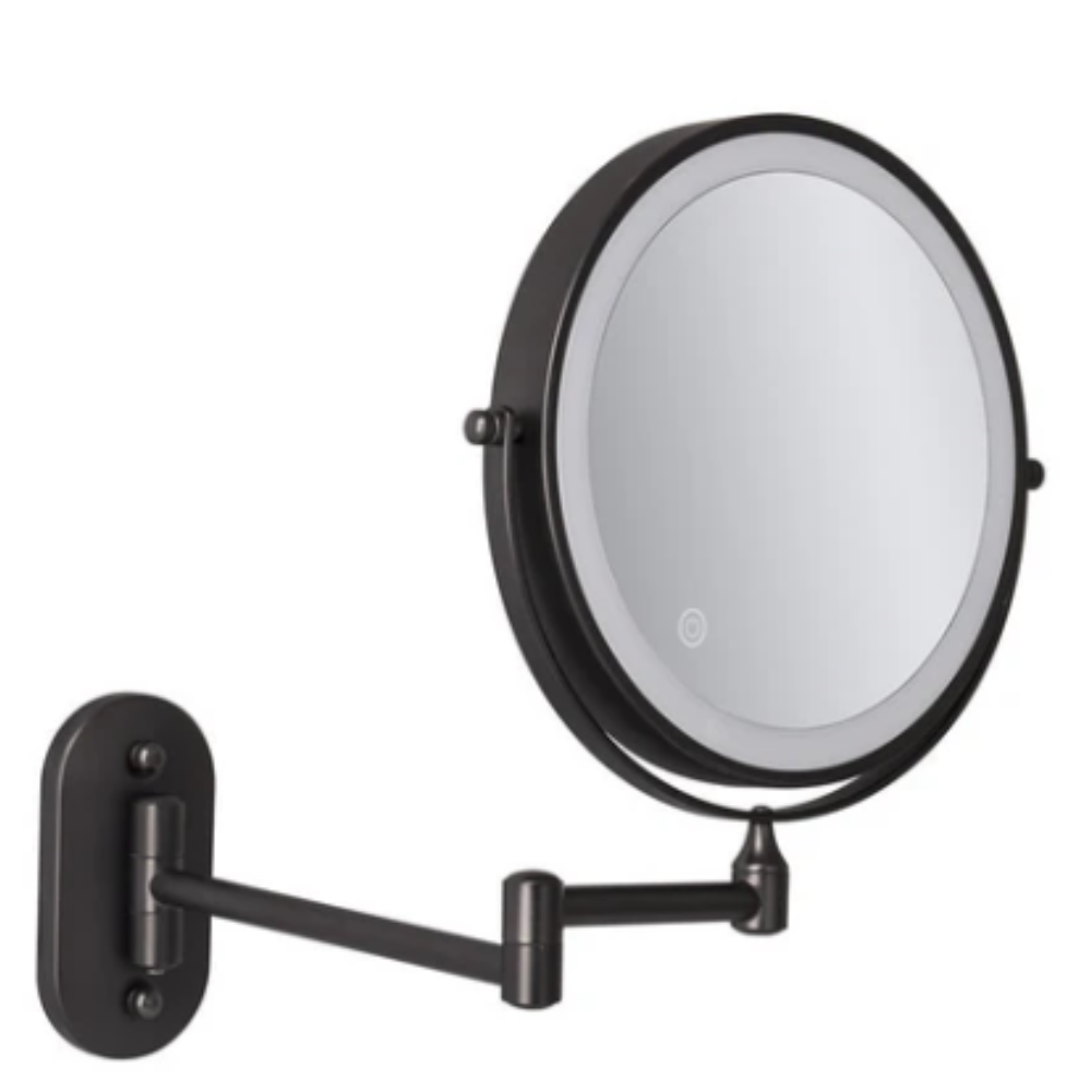 Wall-Mounted LED Makeup Mirror with Accordion Arm - 360° Swivel Grooming