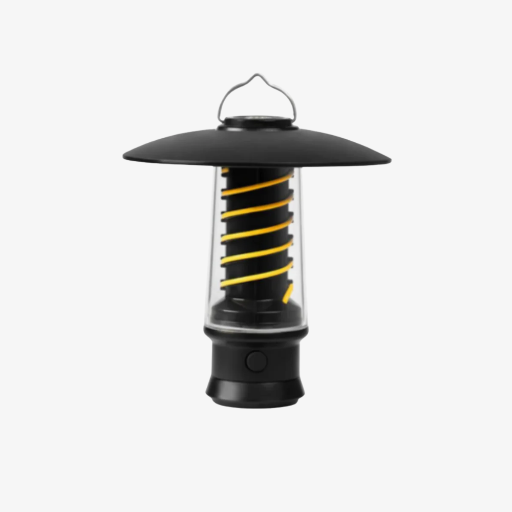 Rechargeable Outdoor Lantern with Warm Glow Coil - Metal Hanging Hook and Stand