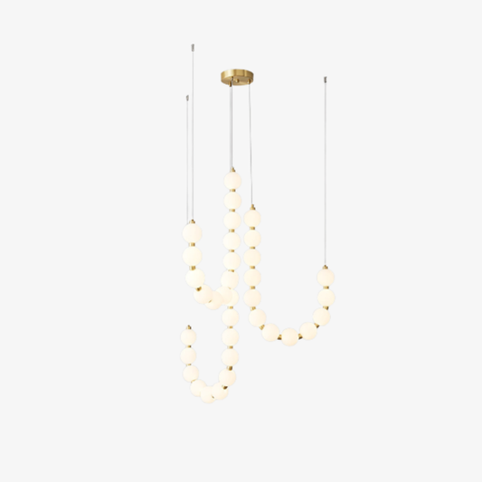 Hanging Ceiling Light with Acrylic Globes - Minimalist Sculptural Gold