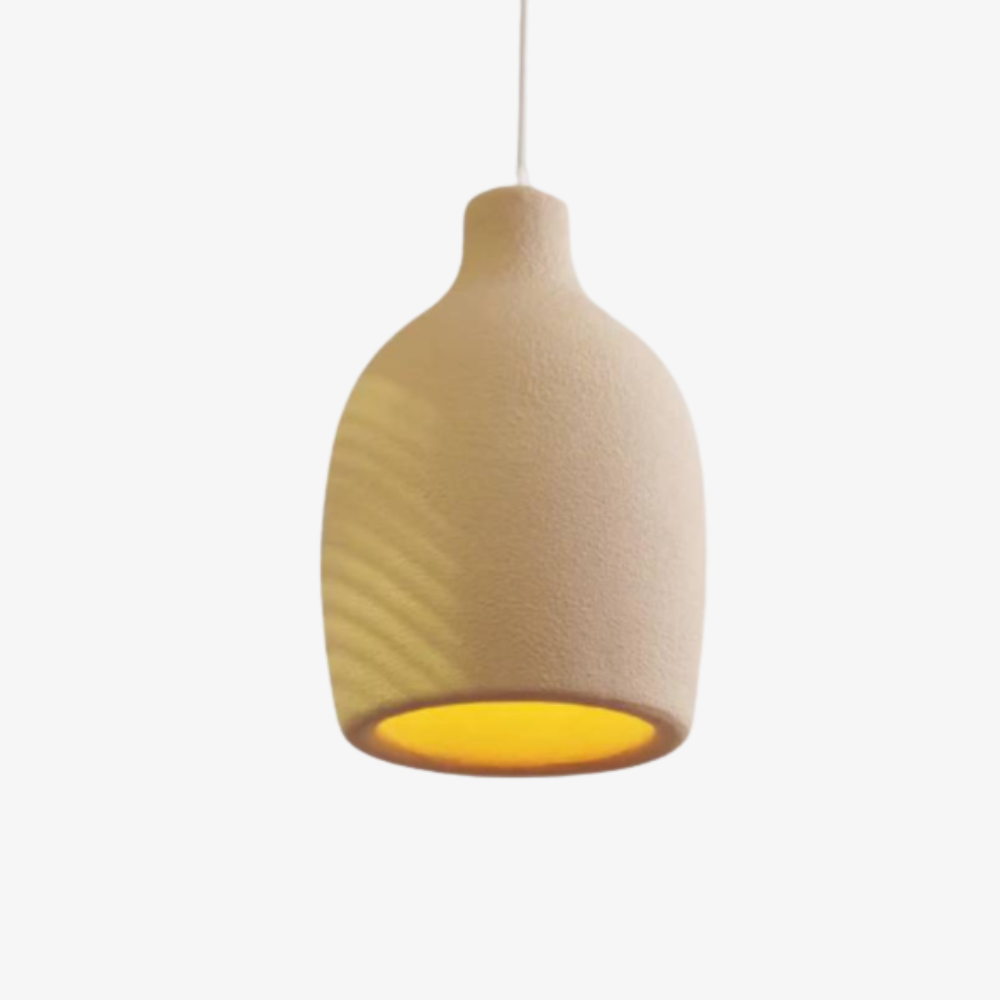 Pendant Light Fixture with Textured Stone Finish - Wabi Sabi Japandi