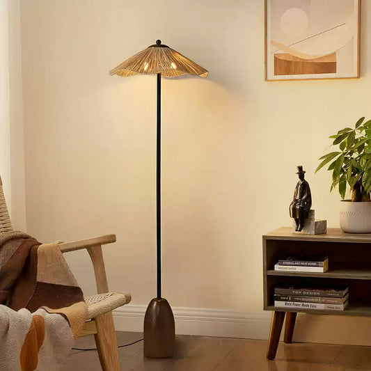 Parasol Rattan Floor Lamp