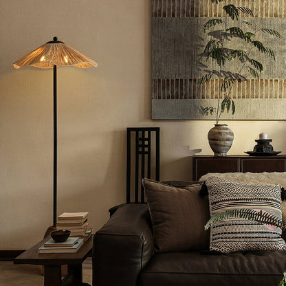 Parasol Rattan Floor Lamp