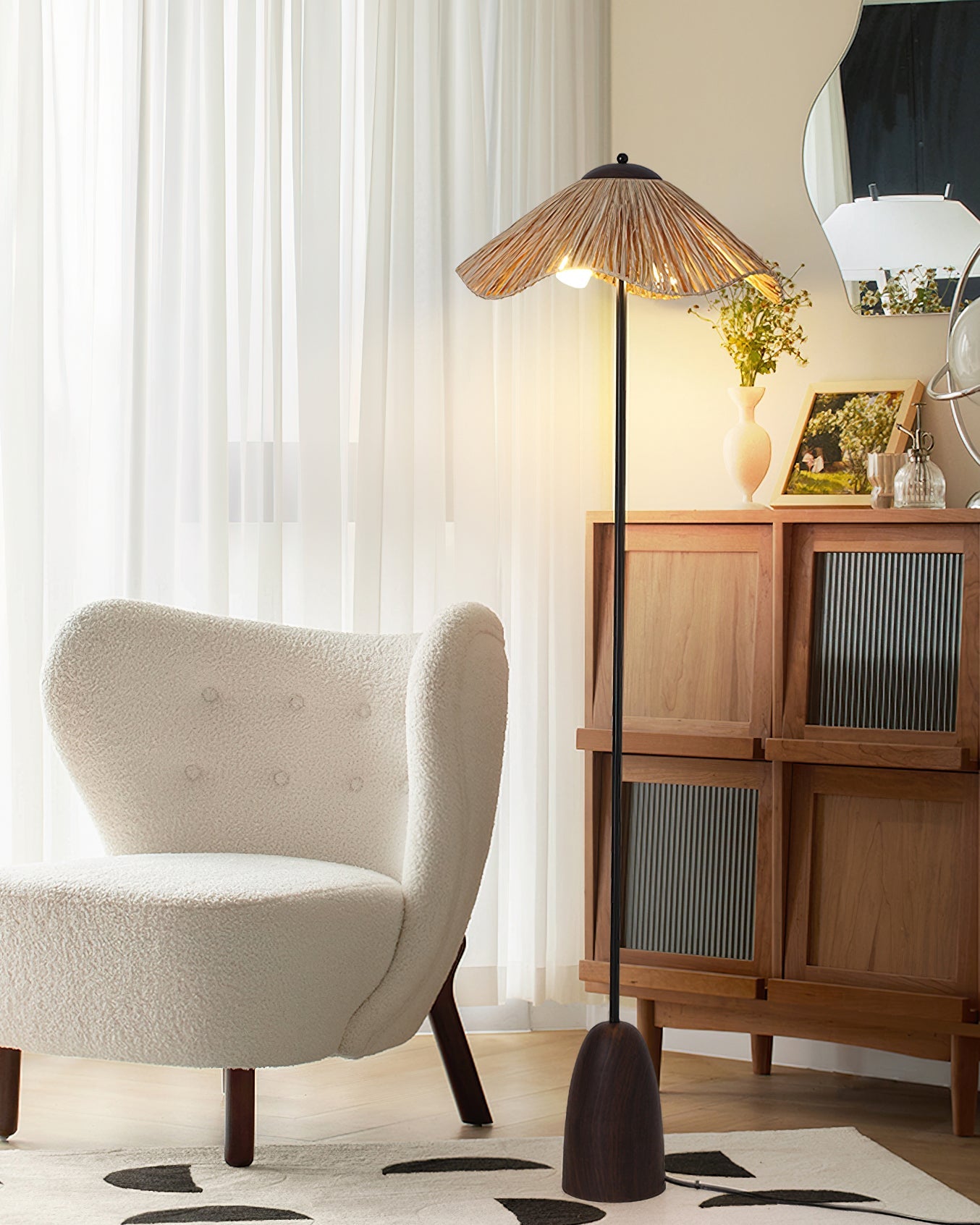 Parasol Rattan Floor Lamp