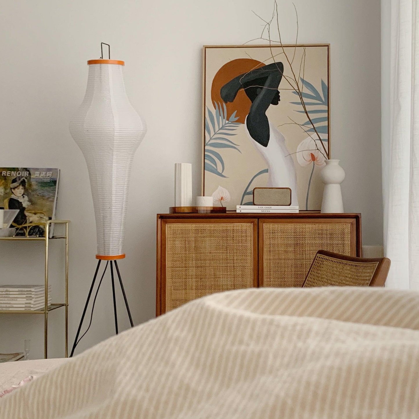 Spindle Mulberry Paper Floor Lamp