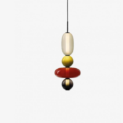 Stacked Glass Pendant Light with Geometric Tiers - Art Deco Style