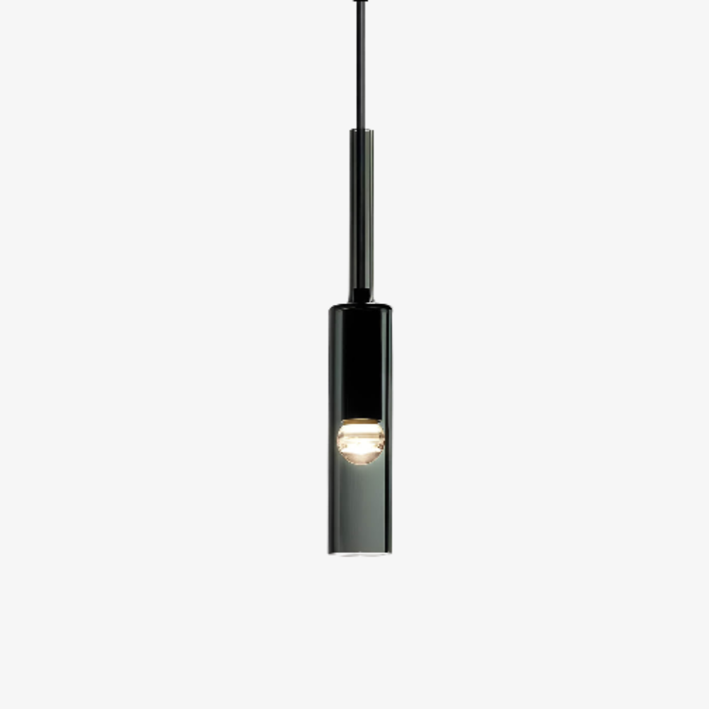 Slender Architectural Hanging Lamp with Iron Base - Minimalist Design
