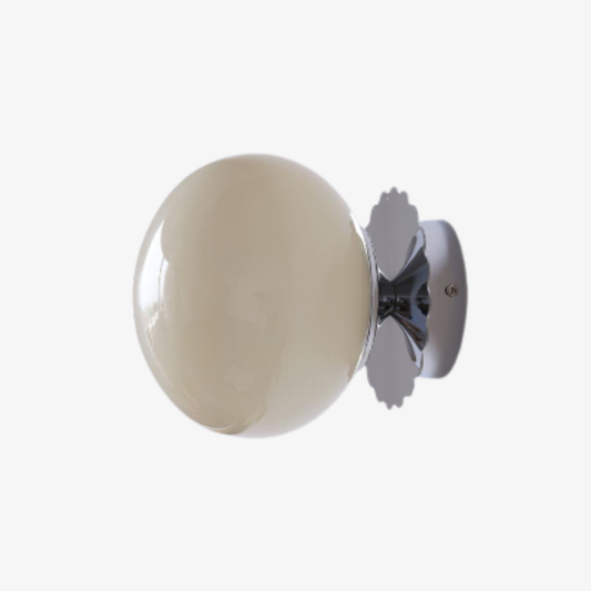 Frosted Sphere Wall Light with Metallic Base - Modern Vintage Design