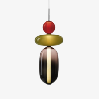 Stacked Glass Pendant Light with Geometric Tiers - Art Deco Style