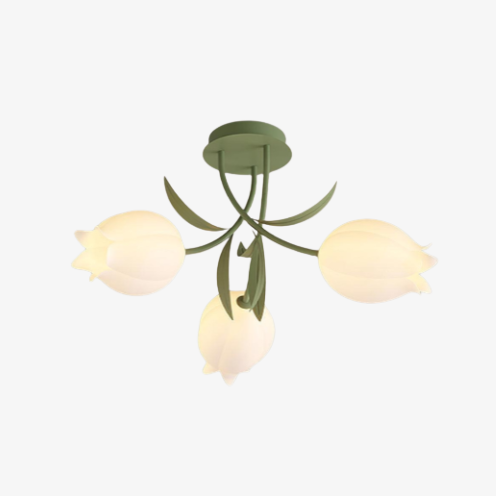 Multi Head Floral Ceiling Fixture with Acrylic Shades - Modern Farmhouse