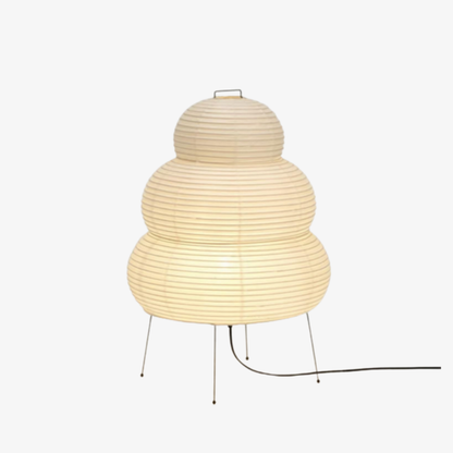 Japanese Rice Paper Table Lamp with Four Legs - Wabi Sabi Tiered Lantern