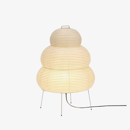 Japanische Reispapier-Tischlampe mit vier Beinen – Wabi Sabi gestufte Laterne