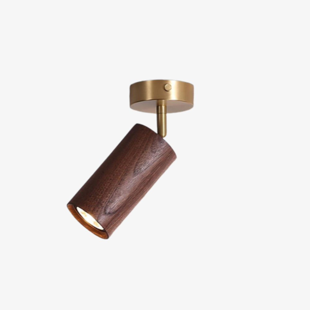 Rotational Wood Track Lighting with Brass Hardware - Mid Century Modern