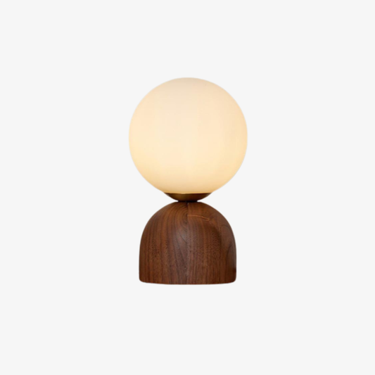 Glass Globe Table Lamp with Wood Base - Mid Century Modern Style