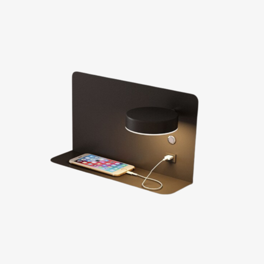 Wall Sconce with USB Charging Port and Shelf - Modern Minimalist