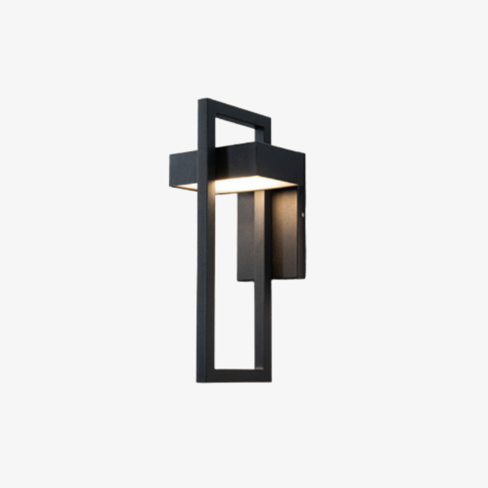 Modern Geometric Outdoor Wall Sconce - LED Linear Square Lantern