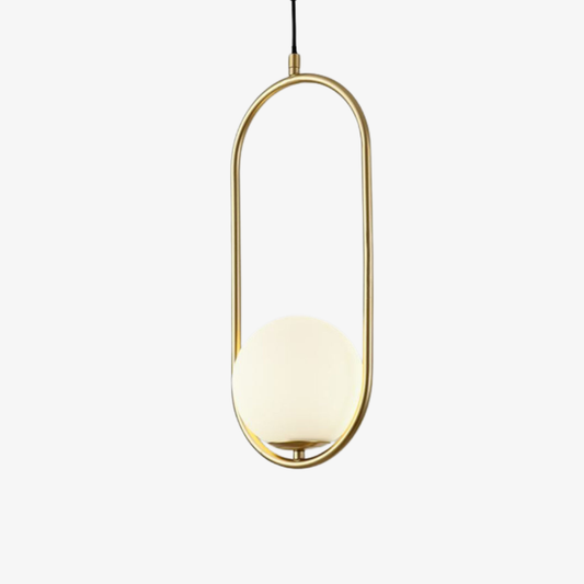 Frosted Glass Orb Hanging Lamp with Minimalist Frame - Multiple Shapes