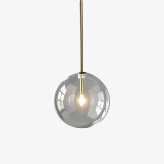 Clear Glass Globe Pendant Light with Gold Rod - Modern Scandinavian