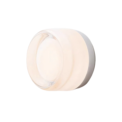 Round LED Wall Lamp with Textured Disk Shade - Modern Minimalist Sconce Light