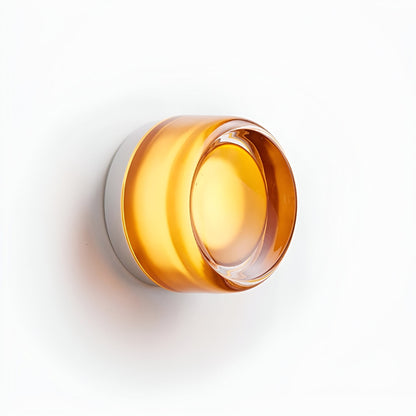 Round LED Wall Lamp with Textured Disk Shade - Modern Minimalist Sconce Light