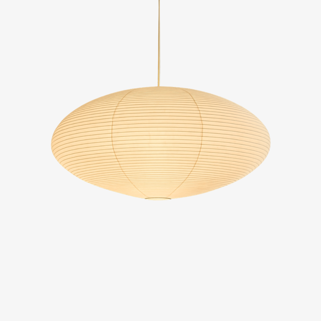 Lanterne suspendue en cocon de soie et papier de riz japonais moderne - Style Noguchi