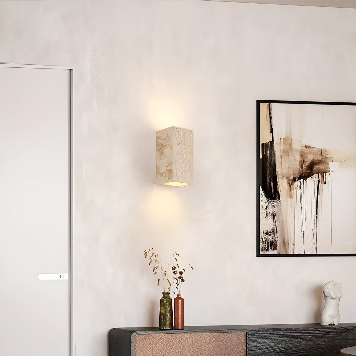 Sentinel Travertine Wall Light