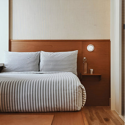 Round LED Wall Lamp with Textured Disk Shade - Modern Minimalist Sconce Light