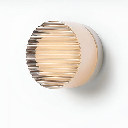 Round LED Wall Lamp with Textured Disk Shade - Modern Minimalist Sconce Light
