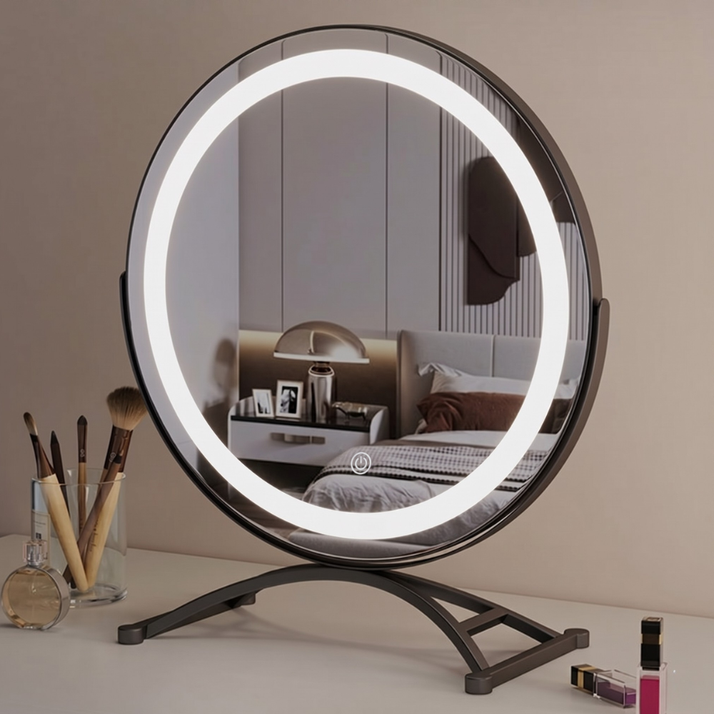 Smart Touch Lighted Makeup Mirror with 360° Rotation - Cordless Vanity Decor