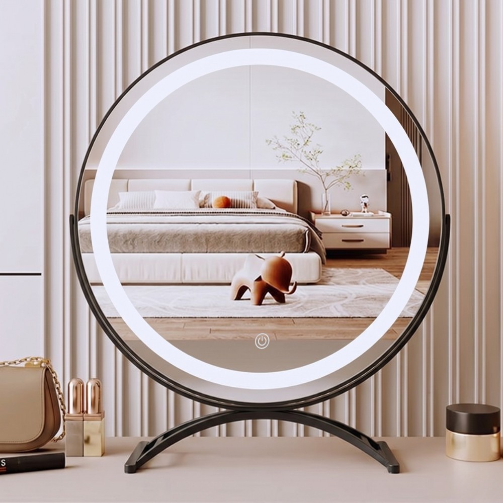 Smart Touch Lighted Makeup Mirror with 360° Rotation - Cordless Vanity Decor