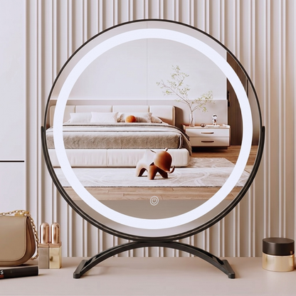 Smart Touch Lighted Makeup Mirror with 360° Rotation - Cordless Vanity Decor