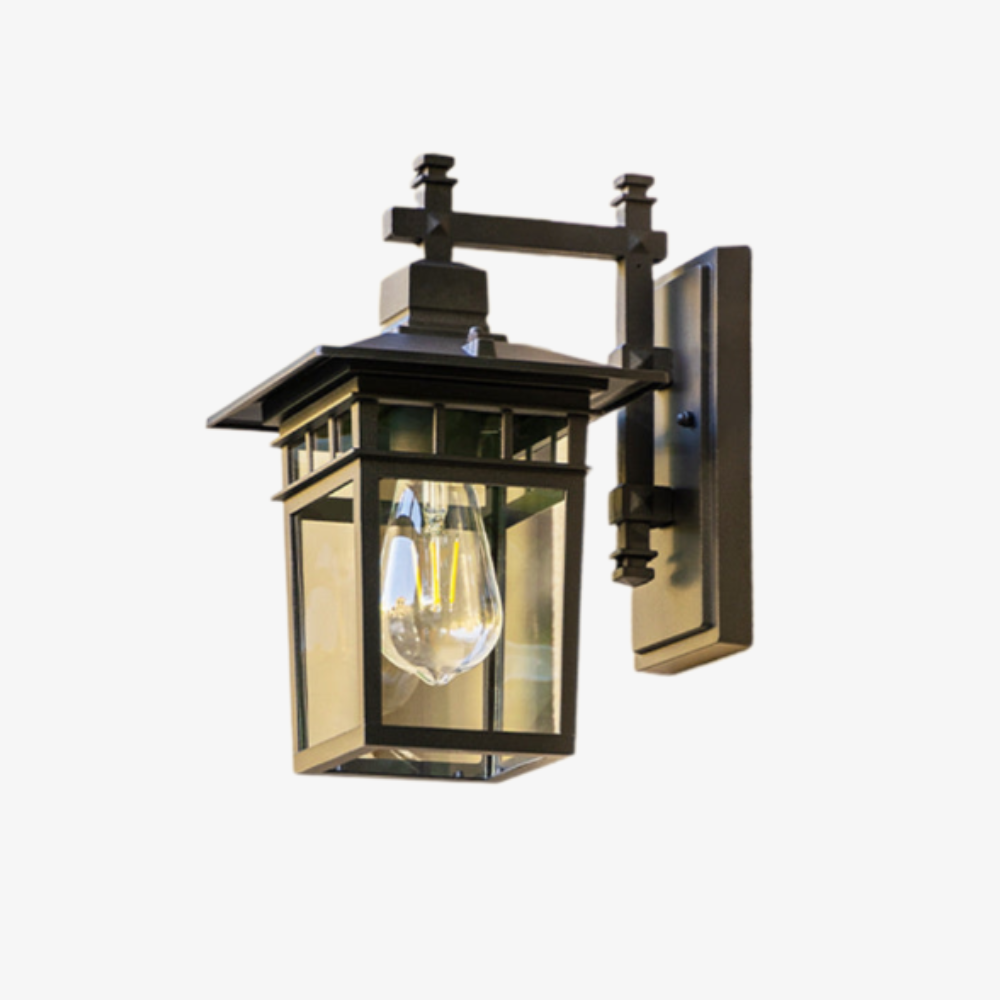 Die-Cast Aluminum Porch Light - Weather-Resistant Clear Glass Wall Lamp