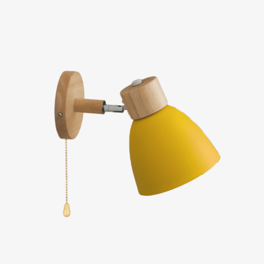 Nordic Matte Wall Sconce with Natural Wood - Modern Pivoting Task Light