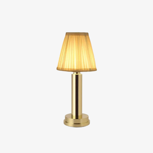 Rechargeable Cordless Table Lamp with Pleated Shade - Portable Touch Dimming Light